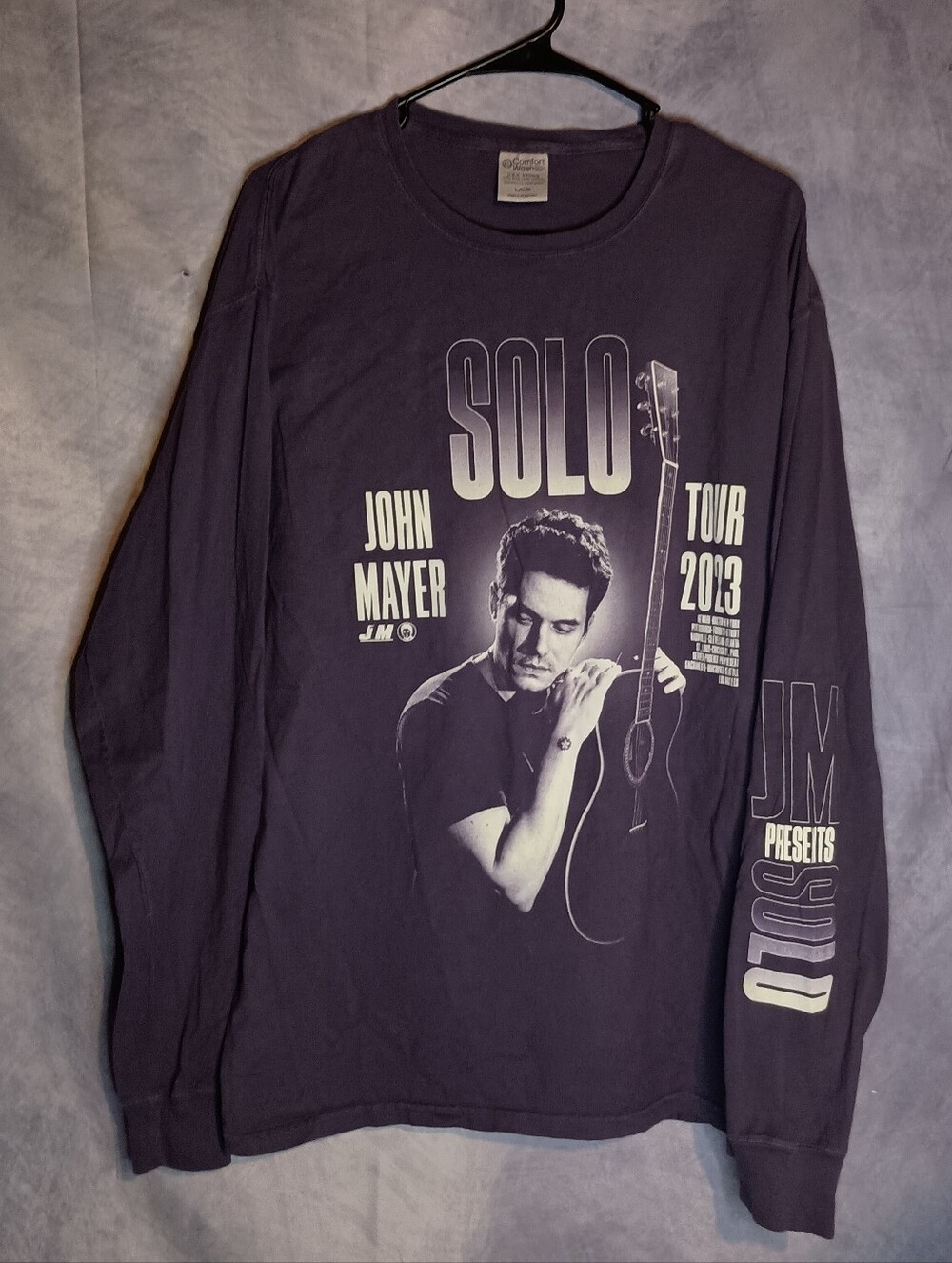 John Mayer Solo‎ Tour 2023 Long Sleeve Concert Tee Comfort Wash Large